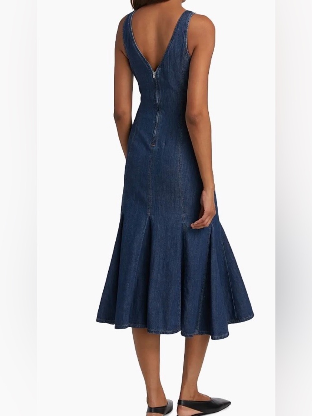Reformation Serafina Denim Midi Dress Size 10 Dark Wash Mermaid Flare $248 - Picture 14 of 14
